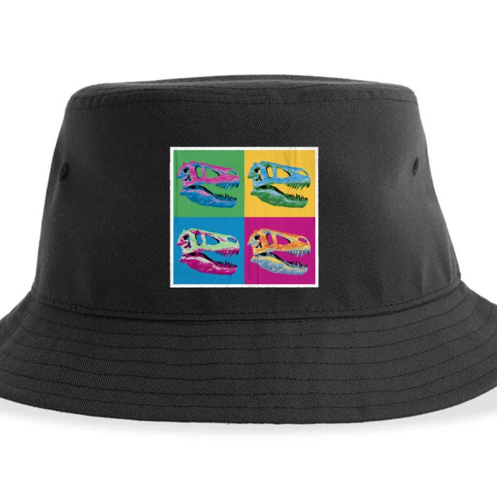 Pop Art TRex Skeleton Tyrannosaurus Rex Sustainable Bucket Hat