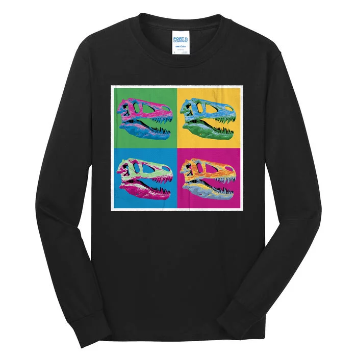 Pop Art TRex Skeleton Tyrannosaurus Rex Tall Long Sleeve T-Shirt