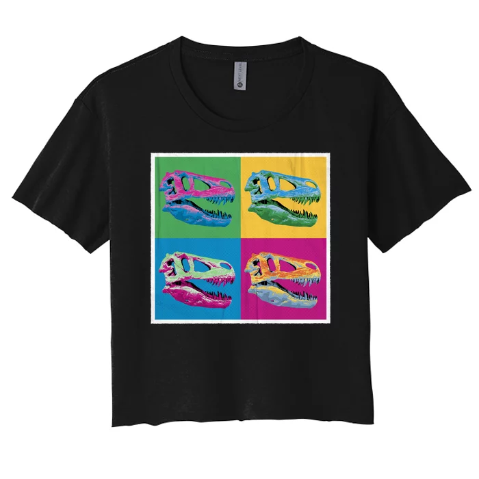 Pop Art TRex Skeleton Tyrannosaurus Rex Women's Crop Top Tee