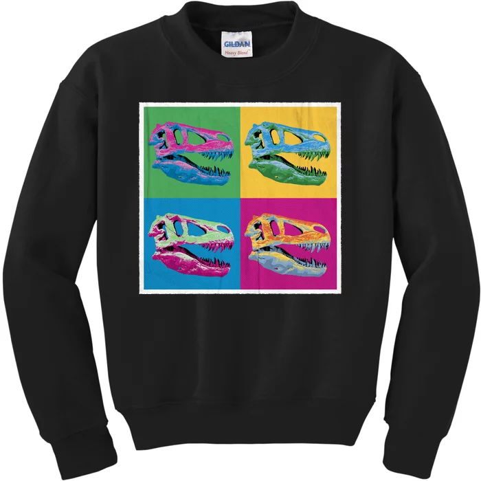 Pop Art TRex Skeleton Tyrannosaurus Rex Kids Sweatshirt