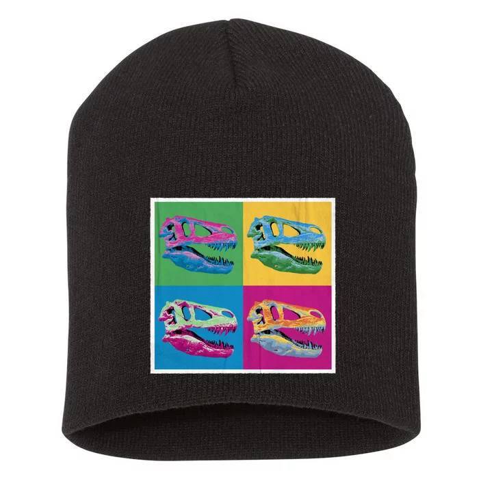 Pop Art TRex Skeleton Tyrannosaurus Rex Short Acrylic Beanie