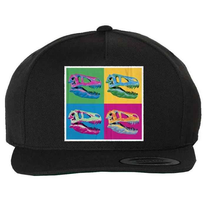 Pop Art TRex Skeleton Tyrannosaurus Rex Wool Snapback Cap