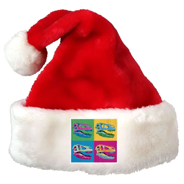 Pop Art TRex Skeleton Tyrannosaurus Rex Premium Christmas Santa Hat