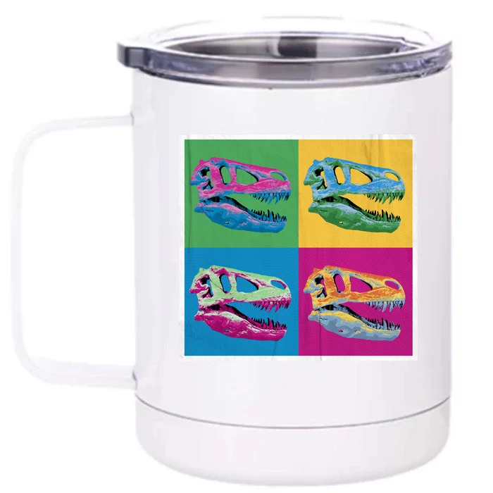 Pop Art TRex Skeleton Tyrannosaurus Rex Front & Back 12oz Stainless Steel Tumbler Cup