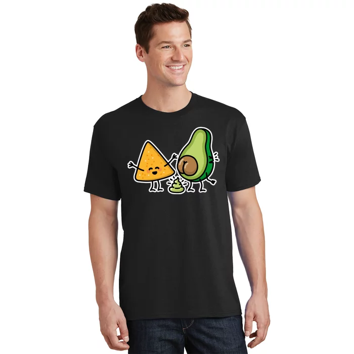 Pooping Avocado Tortilla Chips Guacamole Guac Turd Vegan T-Shirt