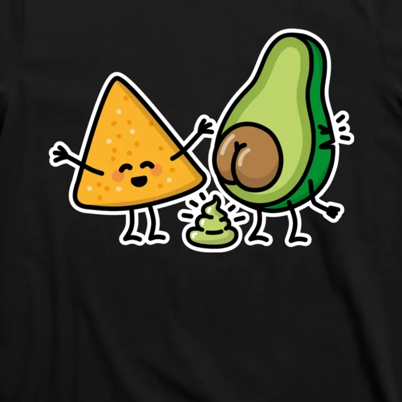 Pooping Avocado Tortilla Chips Guacamole Guac Turd Vegan T-Shirt