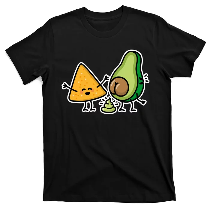 Pooping Avocado Tortilla Chips Guacamole Guac Turd Vegan T-Shirt