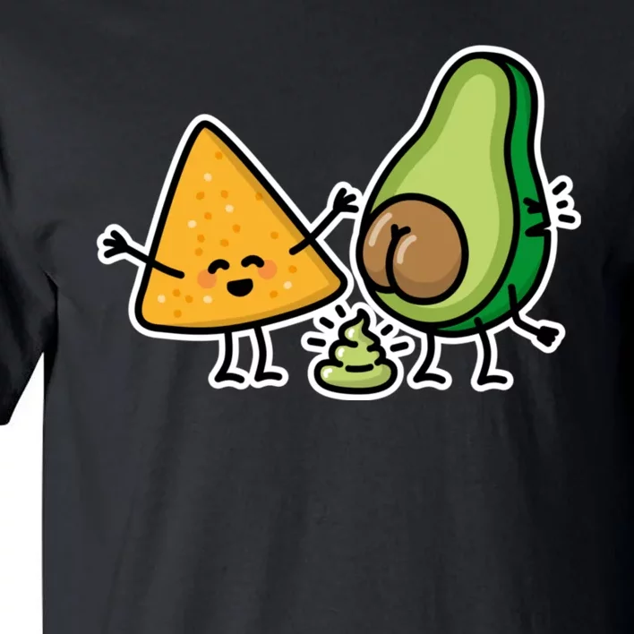 Pooping Avocado Tortilla Chips Guacamole Guac Turd Vegan Tall T-Shirt