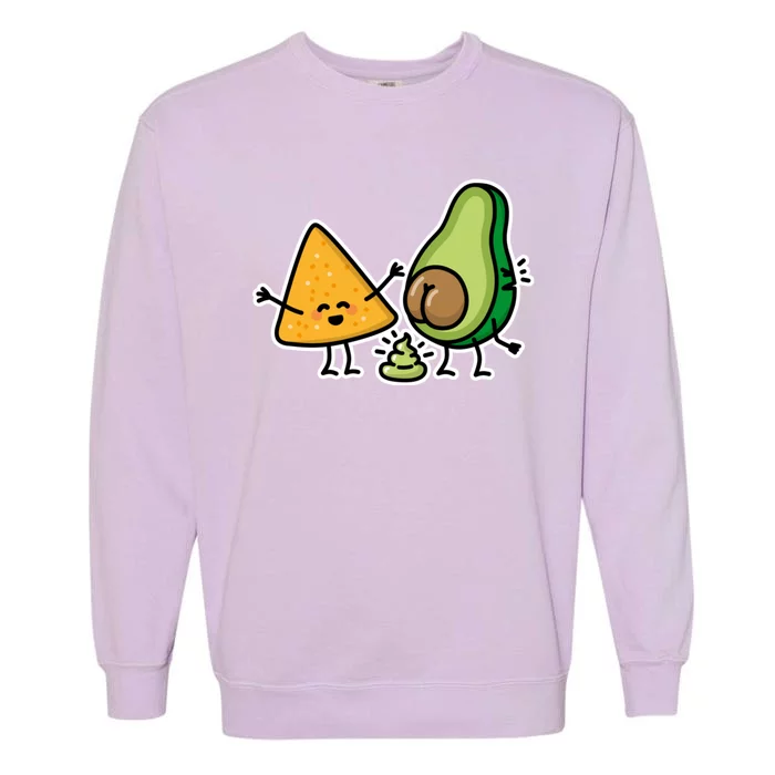 Pooping Avocado Tortilla Chips Guacamole Guac Turd Vegan Garment-Dyed Sweatshirt