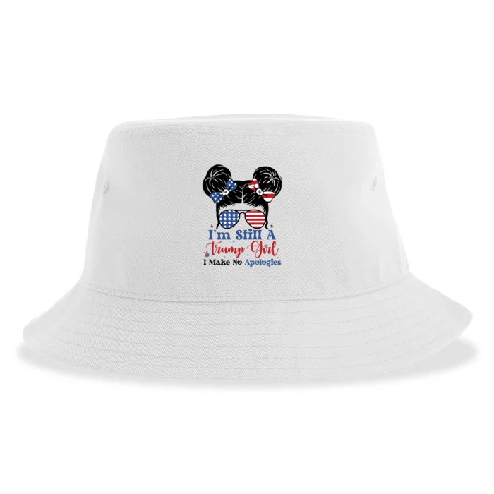 Patriotic American Trump Girl Graphic Sustainable Bucket Hat