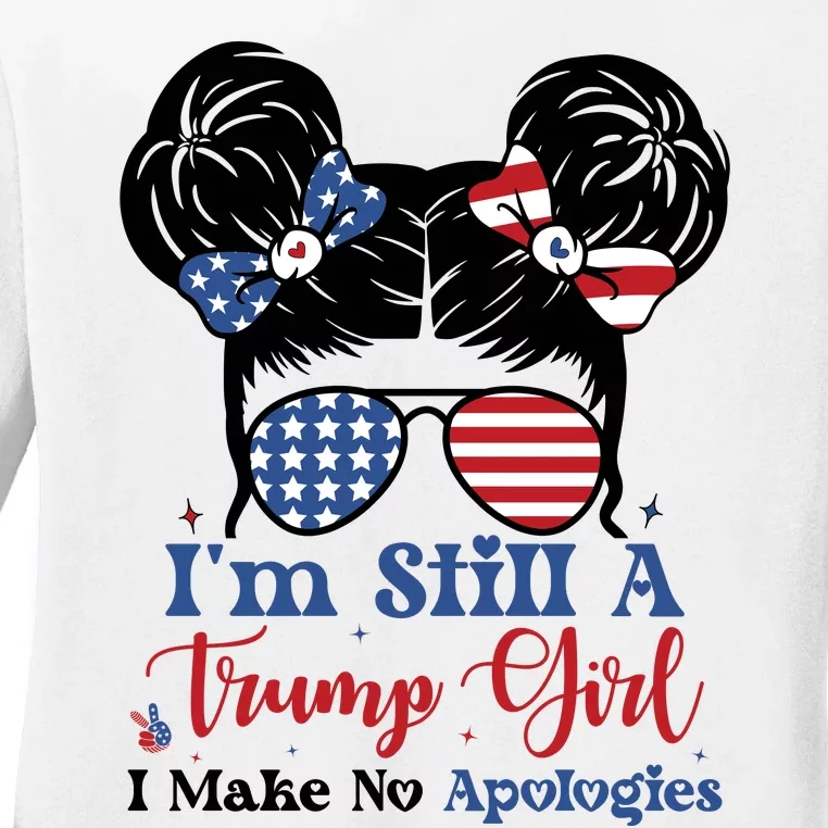 Patriotic American Trump Girl Graphic Ladies Long Sleeve Shirt