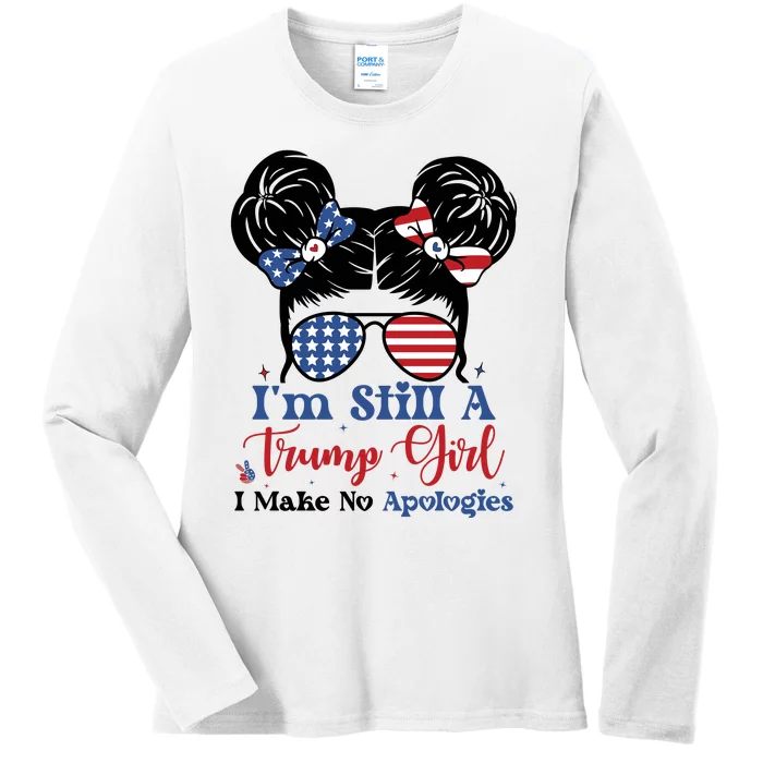 Patriotic American Trump Girl Graphic Ladies Long Sleeve Shirt