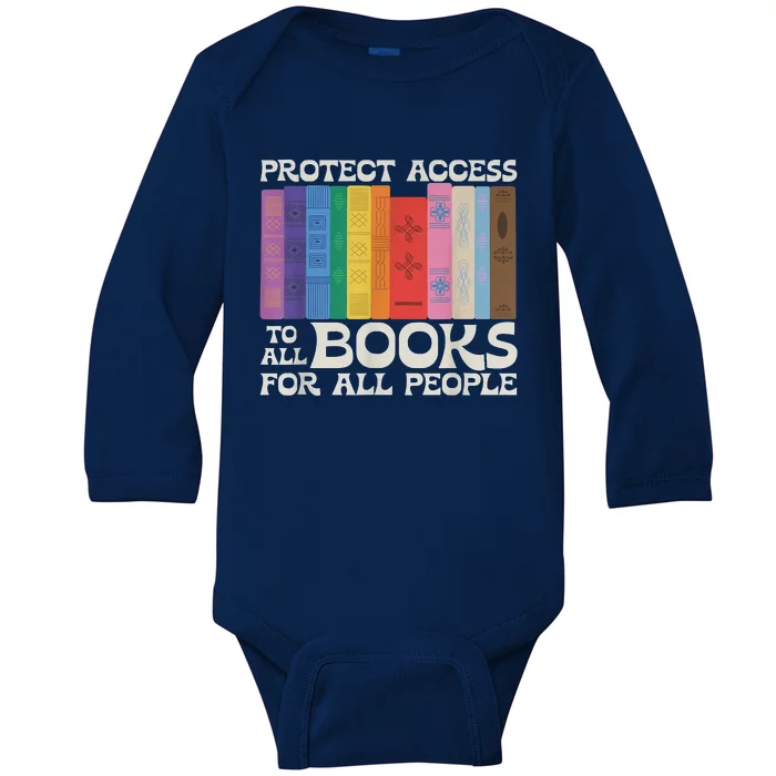 Protect Access To All Books For All People Funny Book Lover Baby Long Sleeve Bodysuit