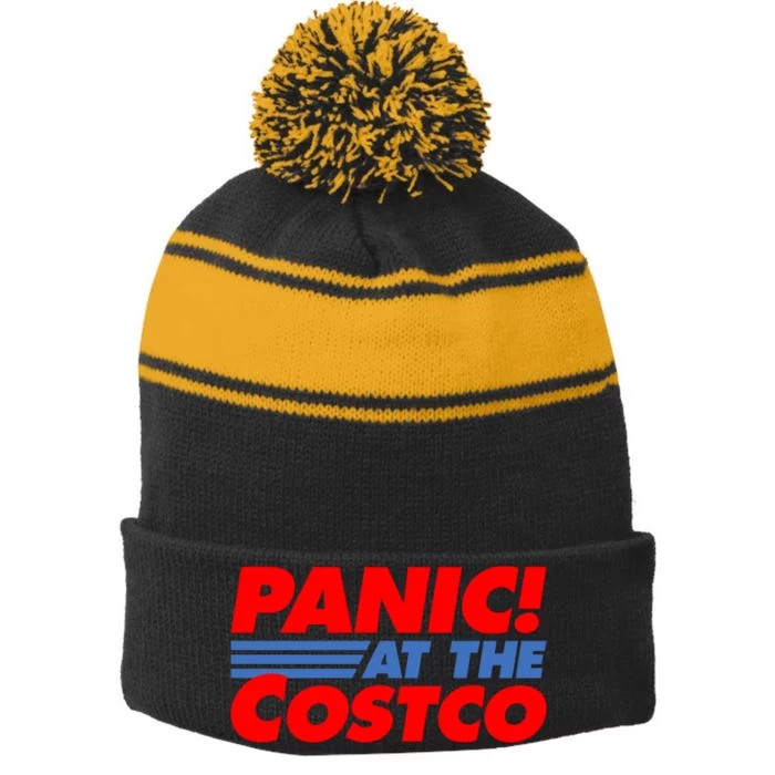 Panic At The Costco Funny Meme Stripe Pom Pom Beanie