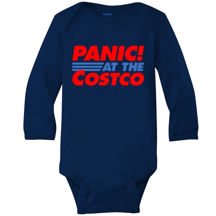 Panic At The Costco Funny Meme Baby Long Sleeve Bodysuit