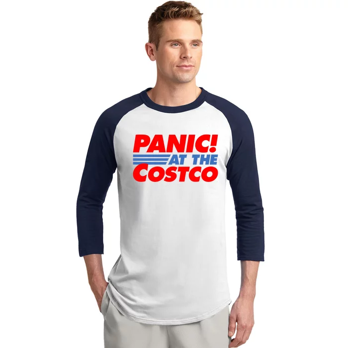 Panic At The Costco Funny Meme Baseball Sleeve Shirt