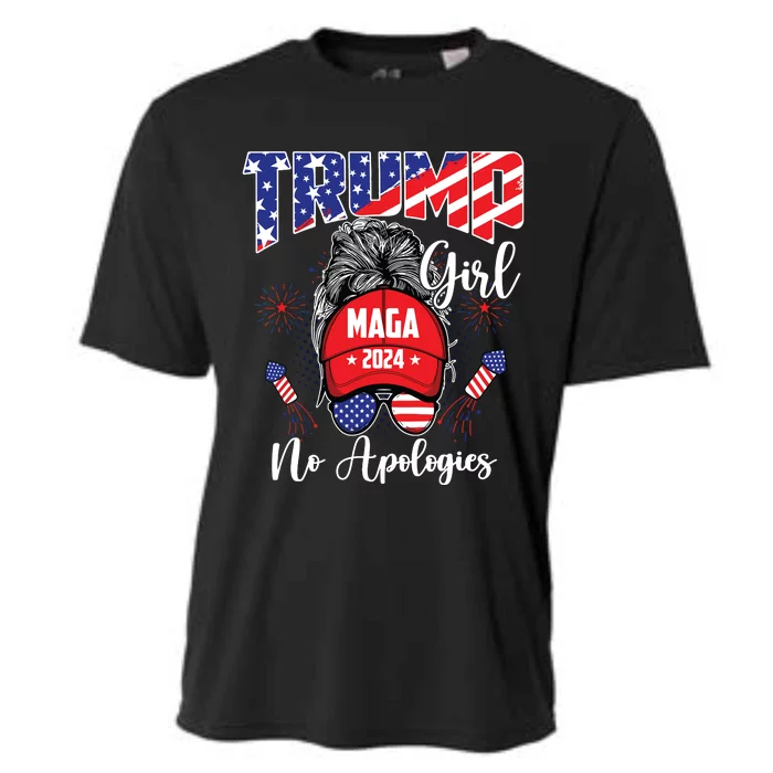 Patriotic American Trump Girl No Apologies For Women Cooling Performance Crew T-Shirt