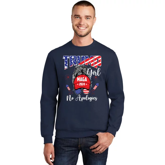 Patriotic American Trump Girl No Apologies For Women Tall Sweatshirt