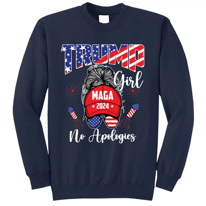 Patriotic American Trump Girl No Apologies For Women Tall Sweatshirt