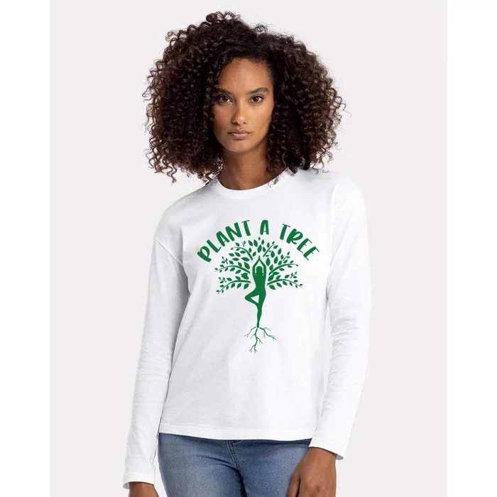 Plant A Tree Yoga Meditation Lover Namaste Yogi Tree Pose Womens Cotton Relaxed Long Sleeve T-Shirt