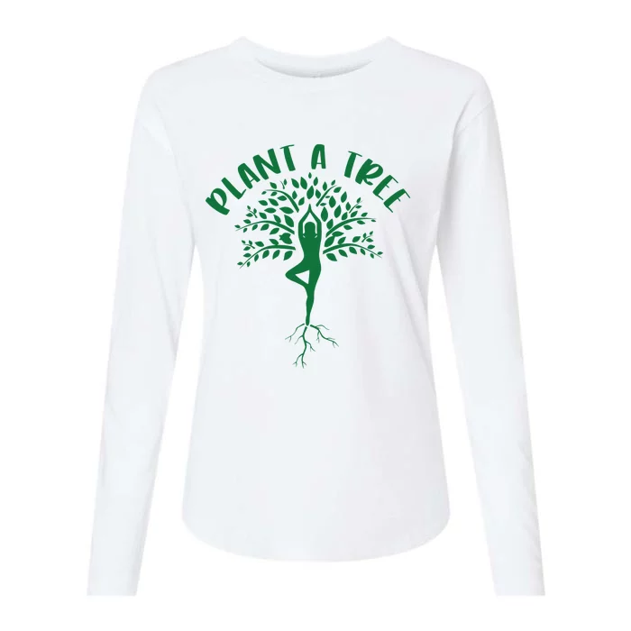 Plant A Tree Yoga Meditation Lover Namaste Yogi Tree Pose Womens Cotton Relaxed Long Sleeve T-Shirt