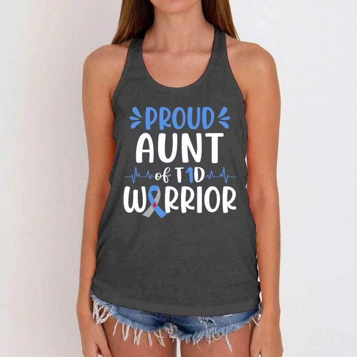 Proud Aunt T1D Type 1 Diabetes Warrior Diabetes Awareness Women's Knotted Racerback Tank