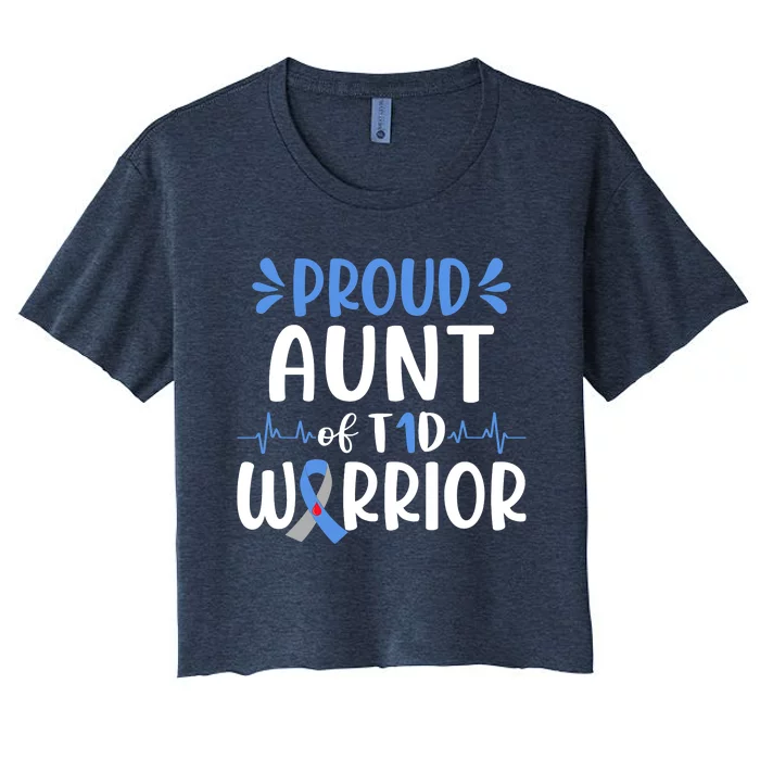 Proud Aunt T1D Type 1 Diabetes Warrior Diabetes Awareness Women's Crop Top Tee