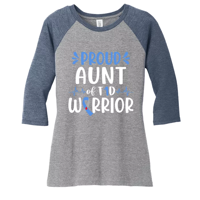 Proud Aunt T1D Type 1 Diabetes Warrior Diabetes Awareness Women's Tri-Blend 3/4-Sleeve Raglan Shirt