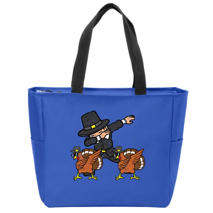 Pilgrim And Turkey Dab Thanksgiving Dance Zip Tote Bag