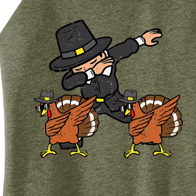 Pilgrim And Turkey Dab Thanksgiving Dance Women’s Perfect Tri Rocker Tank