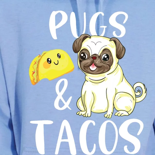 Pugs And Tacos Funny Pug And Tacos Gift Funny Dog Lover Unisex Surf Hoodie