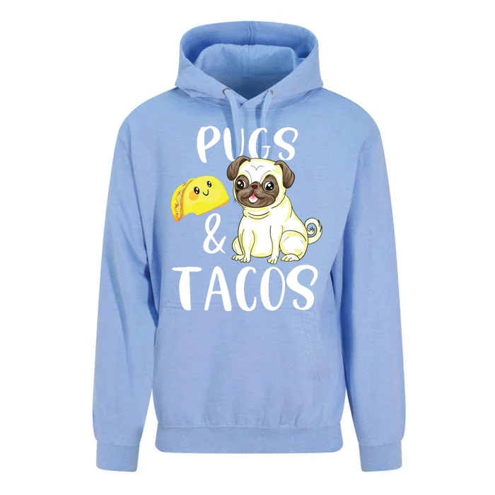 Pugs And Tacos Funny Pug And Tacos Gift Funny Dog Lover Unisex Surf Hoodie