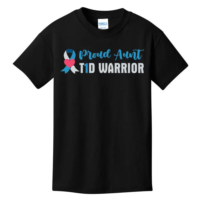 Proud Aunt T1D Type 1 Diabetes Warrior Diabetes Awareness Kids T-Shirt