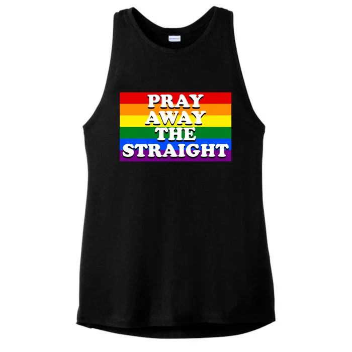 Pray Away The Straight LGBT Funny Ladies Tri-Blend Wicking Tank