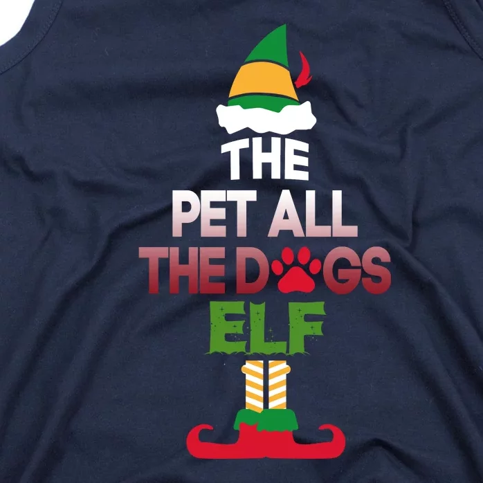 Pet All The Dogs Elf Matching Family Group Christmas Pajama Tank Top