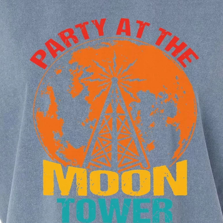 Party At The Moon Tower Garment-Dyed Women's Muscle Tee