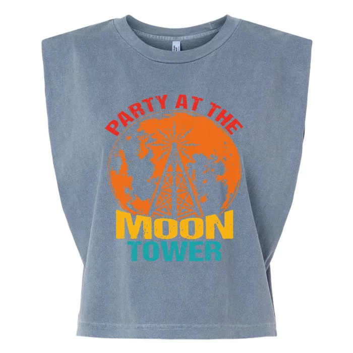 Party At The Moon Tower Garment-Dyed Women's Muscle Tee