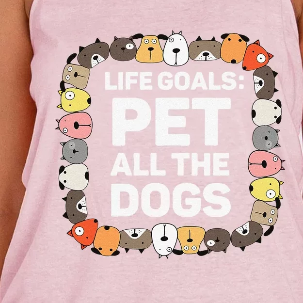 Pet All The Dogs Life Goals Funny Dog Lover Puppy Dog Women's Knotted Racerback Tank