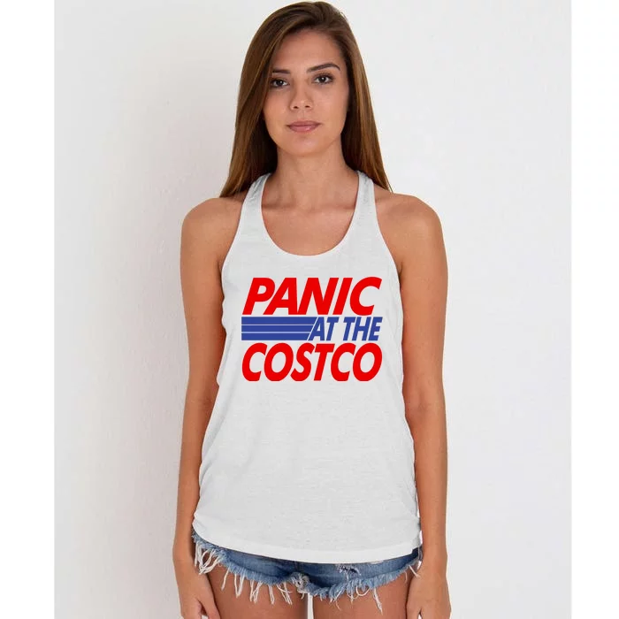 Panic At The Costco Funny Meme Women's Knotted Racerback Tank