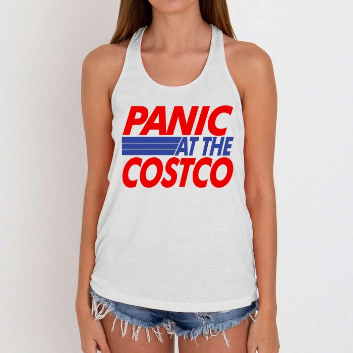 Panic At The Costco Funny Meme Women's Knotted Racerback Tank