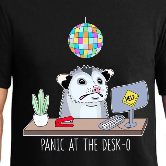 Panic At The Deskopossum Cute Funny Office Possum Anxiety Pajama Set