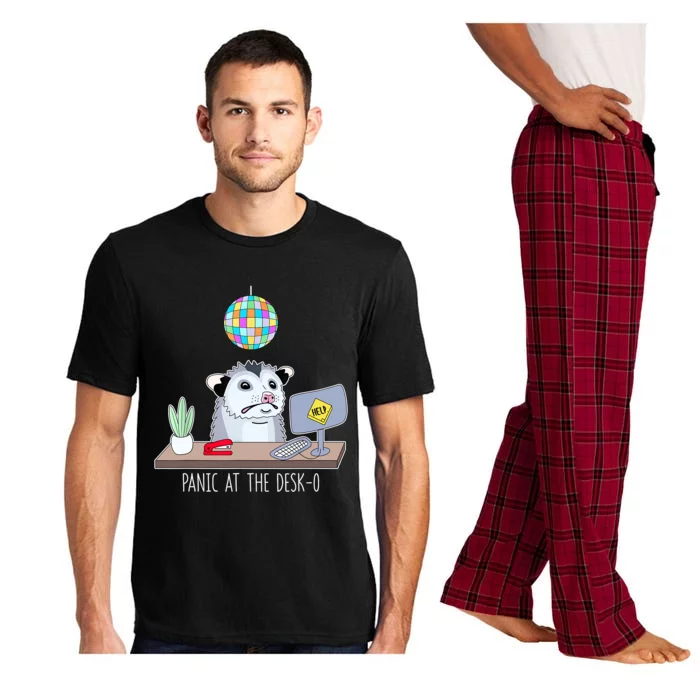 Panic At The Deskopossum Cute Funny Office Possum Anxiety Pajama Set