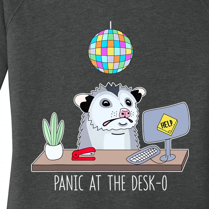 Panic At The Deskopossum Cute Funny Office Possum Anxiety Women's Perfect Tri Tunic Long Sleeve Shirt