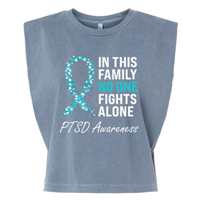 PTSD Awareness Teal Ribbon Garment-Dyed Women's Muscle Tee