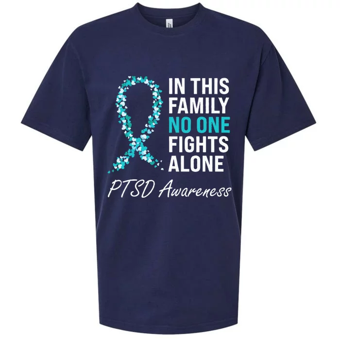 PTSD Awareness Teal Ribbon Sueded Cloud Jersey T-Shirt