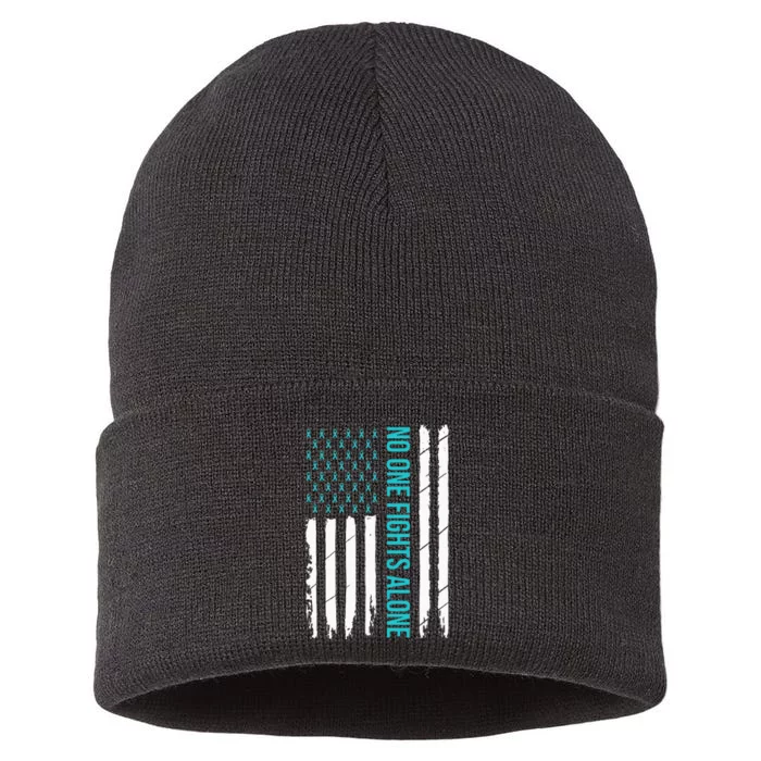 PTSD Awareness Teal Ribbon Sustainable Knit Beanie