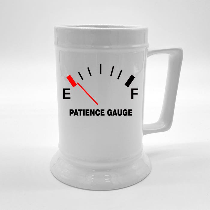 Patience Gauge Nearly Empty Front & Back Beer Stein