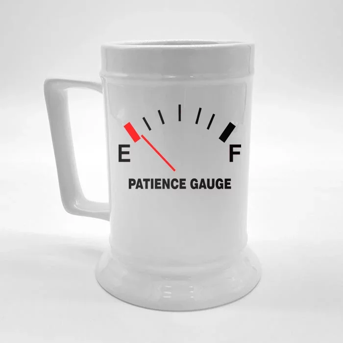 Patience Gauge Nearly Empty Front & Back Beer Stein