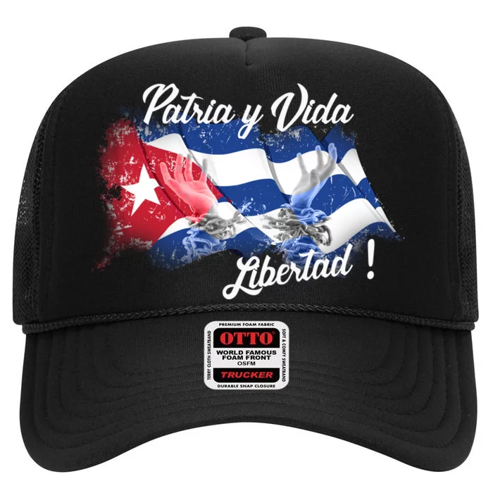 Patria Vida Libertad Cuba High Crown Mesh Trucker Hat