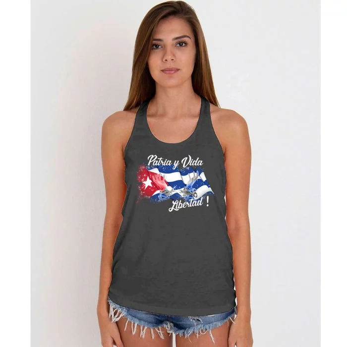 Patria Vida Libertad Cuba Women's Knotted Racerback Tank